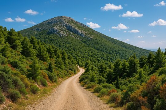 Gravel Pathway Through Hymettus Mountain in the Region of Athens, Attica