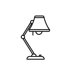 illustration of a lamp icon in black and white outline style