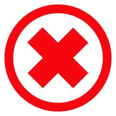 Icono con círculo rojo con cruz símbolo de error o prohibición 