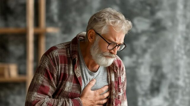 A man with a heart attack and heart discomfort