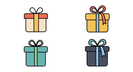 Gift box icons in Trendy Flat style. silhouette set.