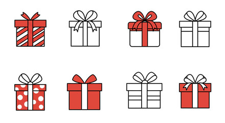 Gift box icons in Trendy Flat style. silhouette set.