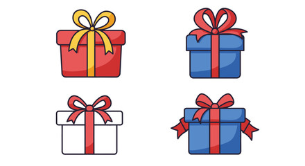 Gift box icons in Trendy Flat style. silhouette set.