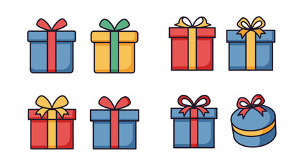 Gift box icons in Trendy Flat style. silhouette set.