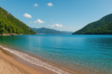 Serene seaside scene in a coastal Turkish village