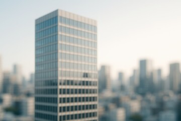 Naklejka premium Urban office complex with a hazy cityscape backdrop