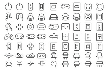 50 Electric Switch Line Icons: On, Off, Power & Controller Editable Set