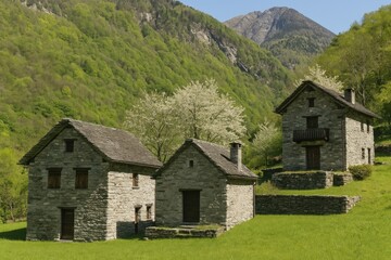 Historic residences in the Italian section of Maggia Valley, Switzerland