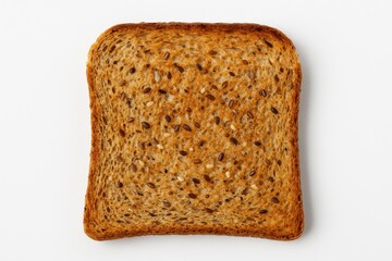 Multi-grain toast macro shot on a white background