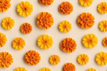 Fototapeta premium Canvas background adorned with vibrant marigold blossoms