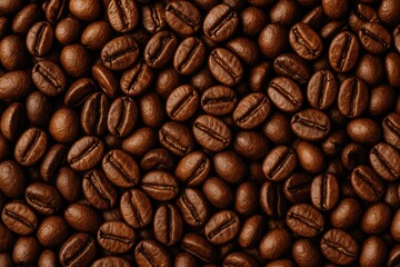 Fototapeta premium Close-up of toasted coffee beans showcasing natural texture