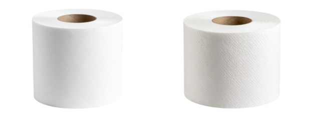  Realistic White Toilet Paper Roll with Visible Texture, Isolated PNG