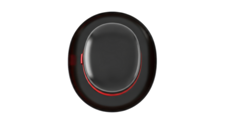 Black device, round shape with red accents isolated PNG with Transparent Background