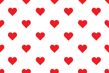 Red Heart Pattern on White Background, Seamless Valentine's Day Design Element