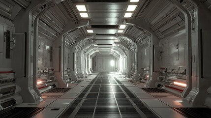 Obraz premium Futuristic corridor with curved walls Generative AI
