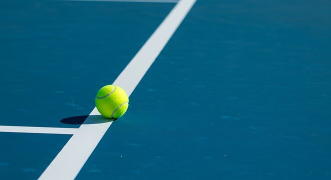 Tennis Ball on Court Ready for the Serve