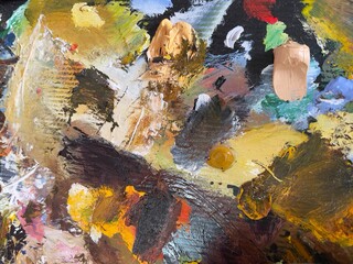 Dirty color plate, selective focus.Colorful abstract background and texture