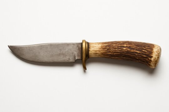 Handcrafted knife featuring a handle made from genuine deer antler