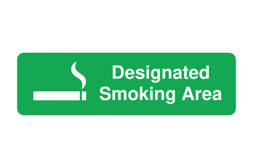 Designated Smoking Area Sign – Green Rectangle with White Cigarette Symbol – High Quality Vectorial Stock Image