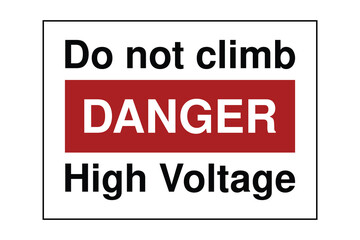 Do Not Climb High Voltage Danger Sign – Red and Black Electrical Hazard Warning – High Quality Vectorial Stock Image