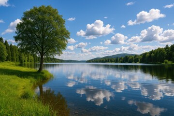 Obraz premium Enchanted Waters of Myrayng's Mystic Lake