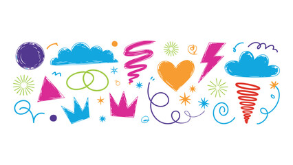 Vibrant Hand-Drawn Shapes and Patterns Vector