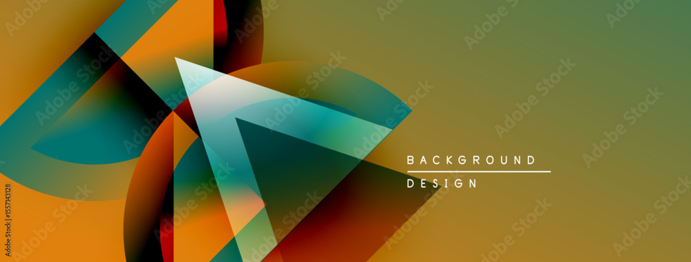 Aufkleber Abstract geometric shapes, vibrant colors, modern design. Gradient background creates dynamic visual effect. Text reads background design.
