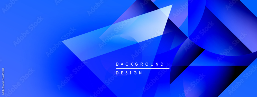 Aufkleber Abstract blue background. Geometric shapes overlap, creating dynamic visual effect. Modern design elements present.