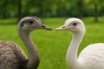 Discover the Greater Rhea, a native South American bird with natural and leucistic variations