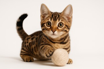 Obraz premium Bengal kitten having fun with a toy ball