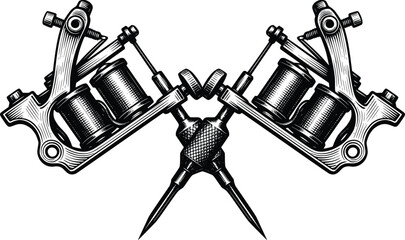 tattoo machine vector hand drawn illustration