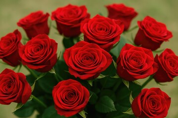 Obraz premium Vibrant arrangement of fresh red roses for special celebrations
