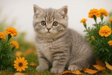Adorable feline with fluffy, loose fur and distinctive munchkin features