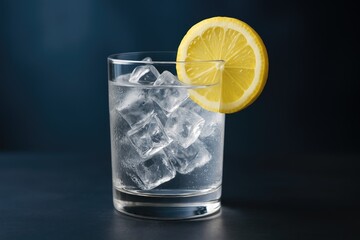 Chilled beverage with ice chunks and citrus slices