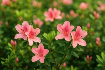 Beautiful Azalea blossoms captured in a natural garden setting