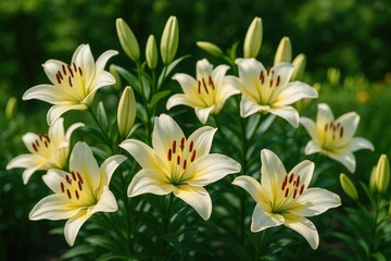 Naklejka premium Lily Flowering Plants - A Group of Herbaceous Species with Bulbous Roots and Large Blooms