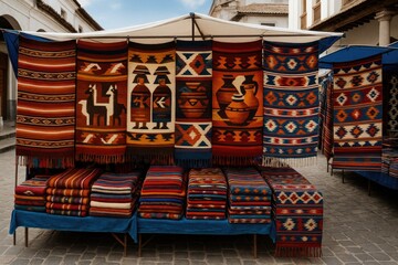 Traditional handwoven fabrics at a local artisan market