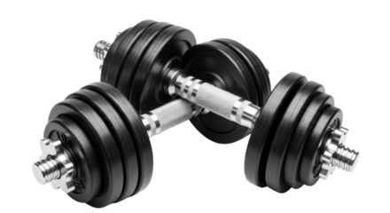 Dumbbells for weight training and exercise isolated PNG with Transparent Background