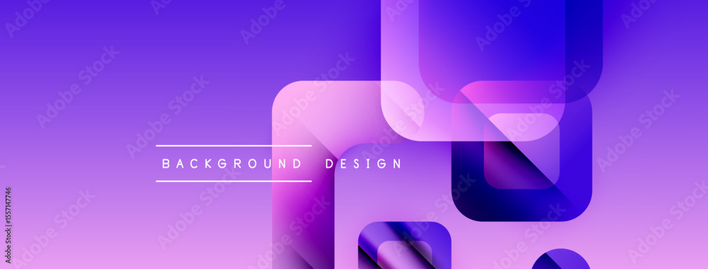 Poster Abstract purple background. Overlapping squares create dynamic visual effect. Modern design elements present smooth gradients.