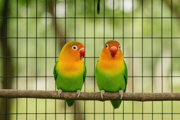 Obraz premium Birds in a Cage at the Love Market