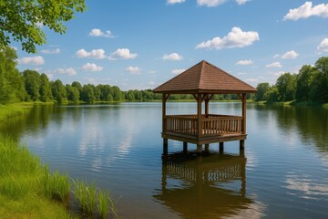 Fototapeta premium Secluded pavilion by the water