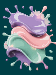 Pastel Liquid Nail Polish Splashes with Light Reflections