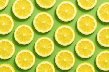 Obraz premium Green background with lemon slice design, food theme
