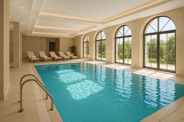 Obraz premium Hotel spa facility featuring an indoor swimming pool