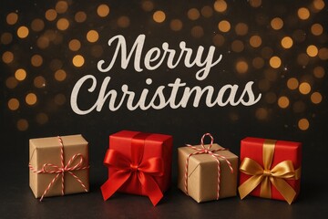 Festive holiday greeting with glowing lights and sparkling bokeh on a dark backdrop, celebrating the New Year