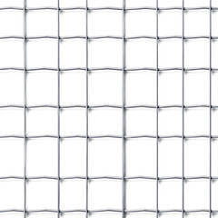 Metal grating wire fence panel with welded grid pattern on transparent background