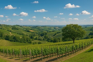 Summer vineyard landscape scene