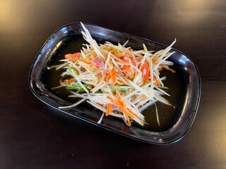 Somtum or Somtam, spicy papaya salad, famous Thai food