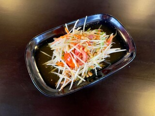 Somtum or Somtam, spicy papaya salad, famous Thai food