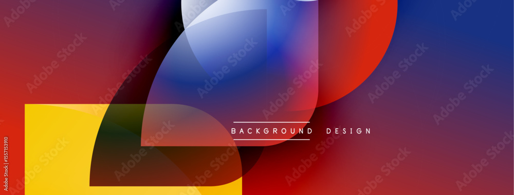 Aufkleber Abstract colorful shapes overlap, creating dynamic visual effect. Gradient hues blend, forming modern background design.